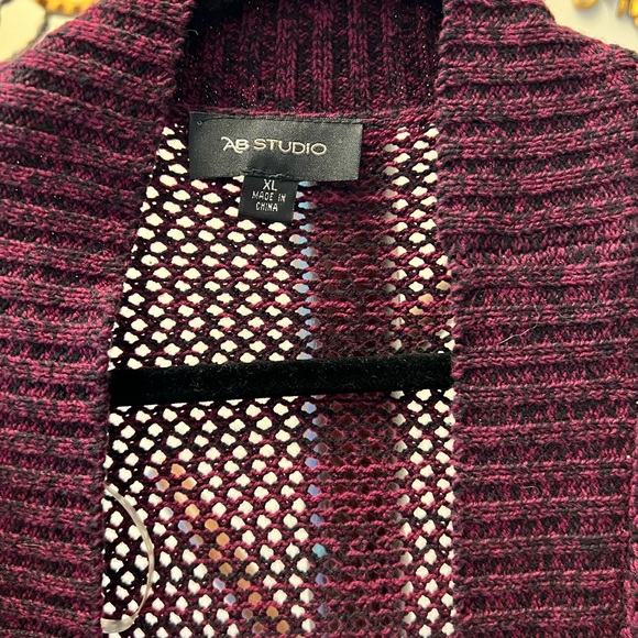 AB Studio Long Purple Cardigan Sweater - Picture 3 of 3